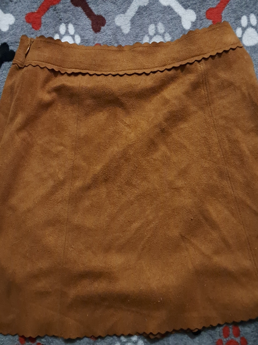 HYFVE Suede-Look Scalloped Hem Mini Skirt in Brown